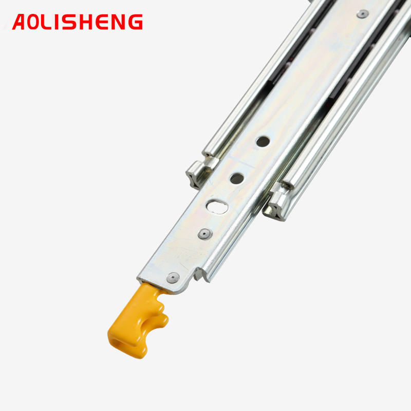 Heavy duty slide rail with lock 76mm width 3 folds ball bearing telescopic Full Extension industrial drawer