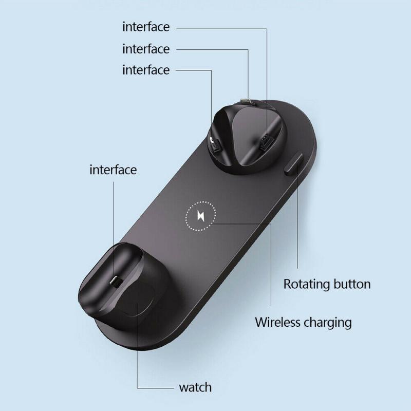 10W Qi Wireless Charger Stand For iPhone 11 Pro XS Max XR 6 in 1 Fast Charging Dock Station For Apple Watch 2 3 4 5 AirPods Pro