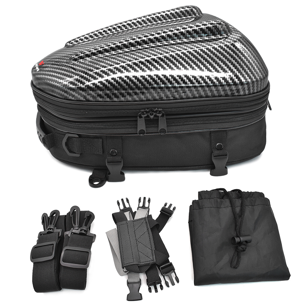 Wosawe Waterproof Motorcycle Seat Tail Bag Multifunctional Expandable Bicycle Luggage Bag Motorbike Helmet Bag Backpack Handbag