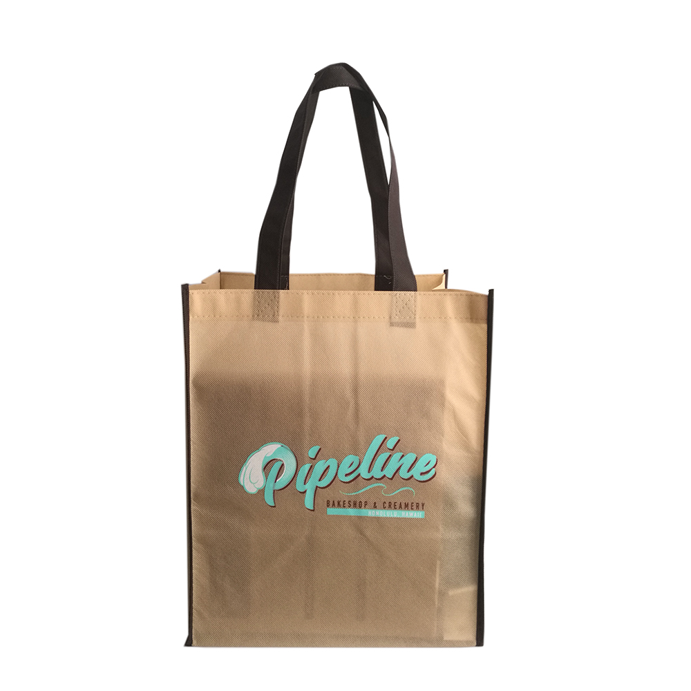 500pcs/lot Promotional Price Recyclable Brown Non Woven Fabric Shopping Bag Large Capacity Tote Non Woven Bag for Trade Show