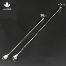 304 Stainless Steel 30/40cm Muddler Threaded Bar Swizzle Stick Coffee Tea Cocktail Long Handle Stirring Spoon Bar Tool