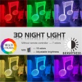 Acrylic 3D Illusion Baby Night Light Musical Note Hologram Nightlight Led Touch Sensor Colorful Usb Battery Powered Bedside Lamp