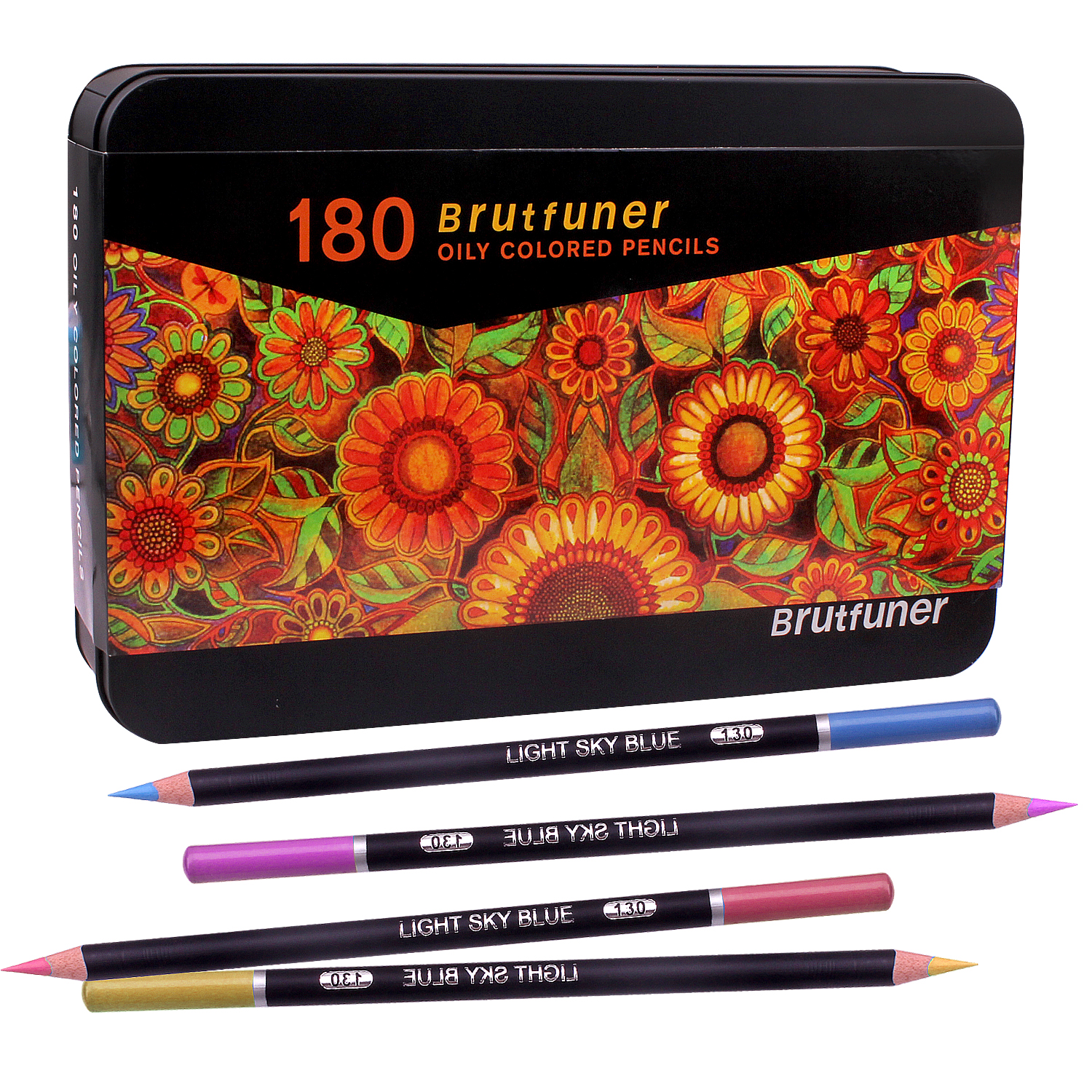 Colouring Pencils with Metal Box,180 Unique Coloured Pencils and Pre Sharpened Crayons for Coloring Book - Ideal Christmas Gift