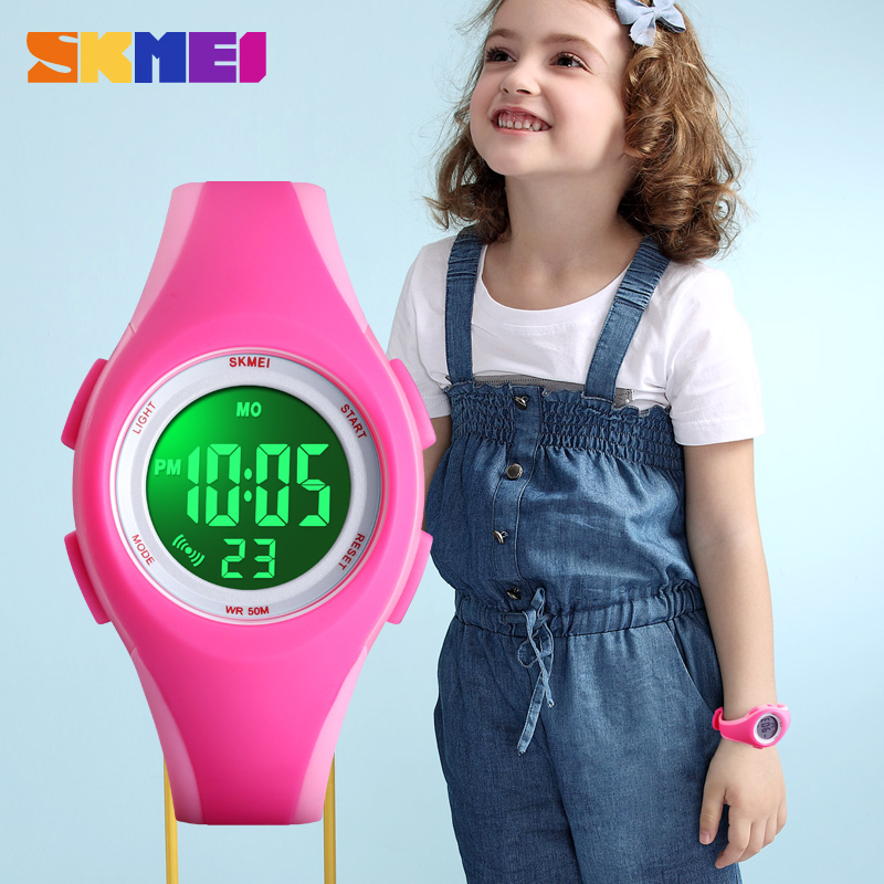 SKMEI Children LCD Electronic Digital Watch Sport Watches Stop Watch Luminous 5Bar Waterproof Kids Wristwatches For Boys Girls