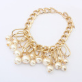 Fashion Palace quality imitation Pearl Necklace Golden color big chain woman choker necklace wholesale jewelry