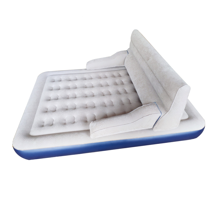 OEM Durable PVC Flocked Single Air Mattress inflatable Airbed With Built-In Electric Pump PVC double bed queen size bed