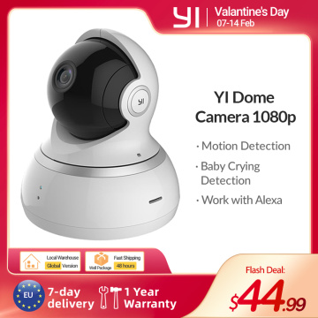 YI Dome Camera 1080p HD Cloud &Memory Card 360 camera Pan/Tilt Zoom IP Camera Home Security Surveillance System Night Vision