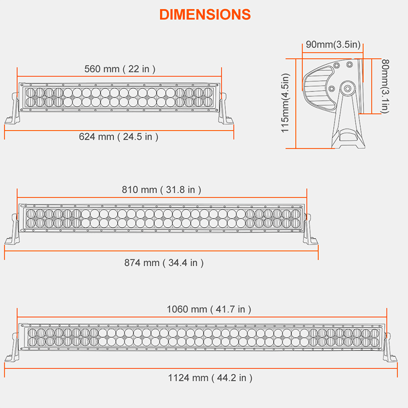 5D 22 32 42 inch 2000LM Curved Led Light Bar Black Lenses Combo Beam Led Work Light For Tractor OffRoad ATV 4x4 4WD UTV SUV UAZ