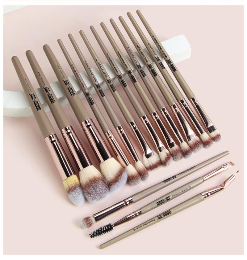 MAANGE 15/9 Pcs Makeup Brushes Tool Set Powder Eye Shadow Foundation Blush Blending Cosmetic Make Up Brush Kit