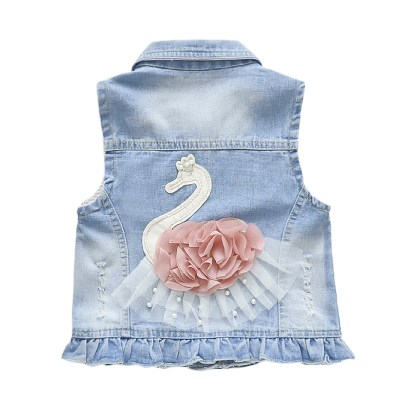 Babyinstar Baby Denim Vest For Girls Fashion Swan Appliques Waistcoat Children's Clothing Vests & Waistcoats Baby Girls Clothes
