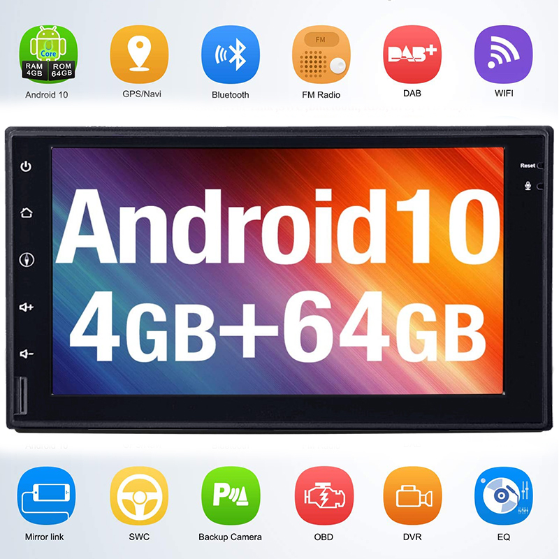 2 Din 7''Octa core Universal Android 10.0 4GB CAM Car Radio Stereo GPS Navigation WiFi 1024 * 600 Touch Screen 2din Car PC DAB +