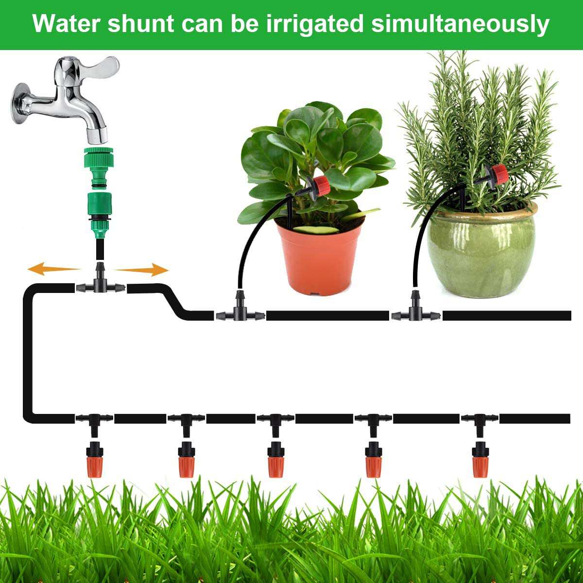 50M DIY Drip Irrigation System Automatic Watering Irrigation System Kit Garden Hose Micro Drip Watering Kits Adjustable dripper