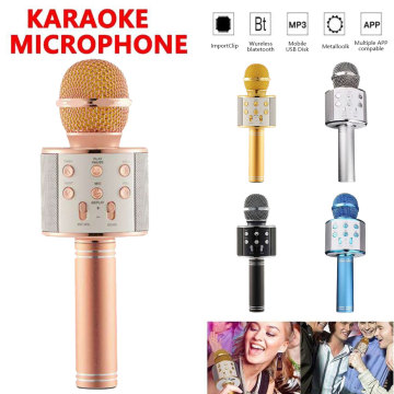 WS 858 Bluetooth Wireless Microphone Handheld Karaoke Mic USB Mini Home KTV For Music Playing Singing Speaker Player Recorder