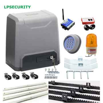 LPSECURITY gate opener GSM automatic gate motor operator kits with photocells,lamp,4 transmitters, keypad,4m 5m 6m racks