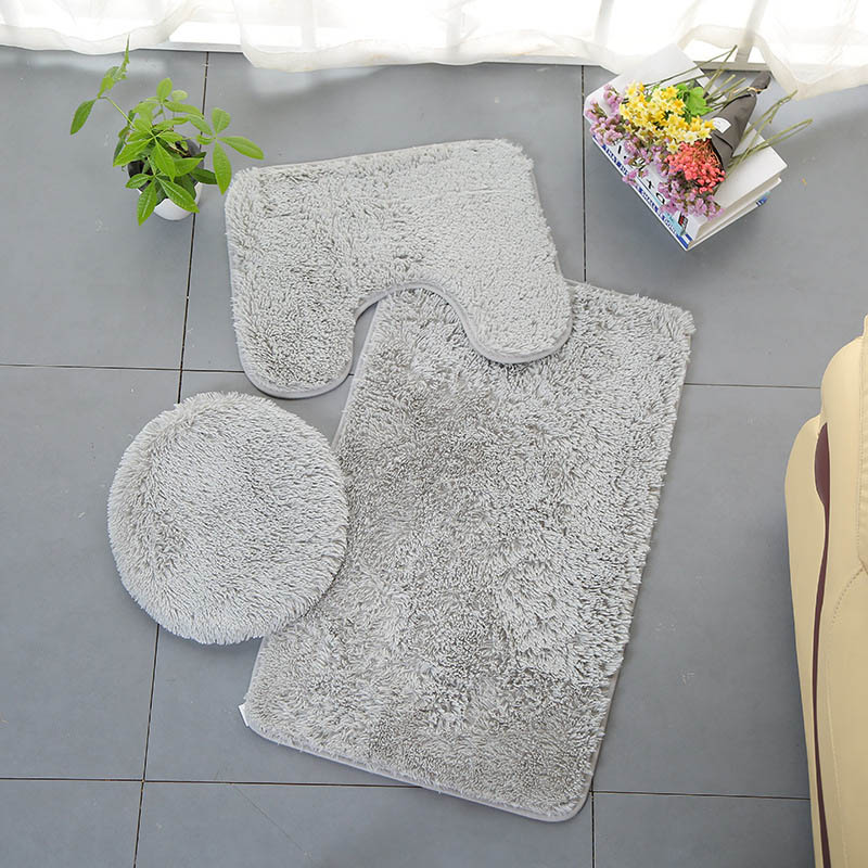3pcs/set Bath Mat Set Toilet Rugs PV Velvet Anti Slip Shower Carpets Set Toilet Lid Cover Water Absorbent Bathroom Rug Floor Mat