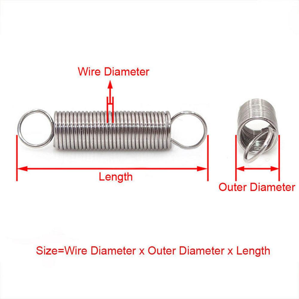 10Pcs 304 Stainless Steel Dual Hook Small Tension Spring Hardware Accessories Wire Dia 0.6mm Outer Dia 8mm Length 20-50mm