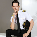 International Airline Garment Security Supervisor Manager professional Unique White Shirt AirLine Captain uniform pilot shirt