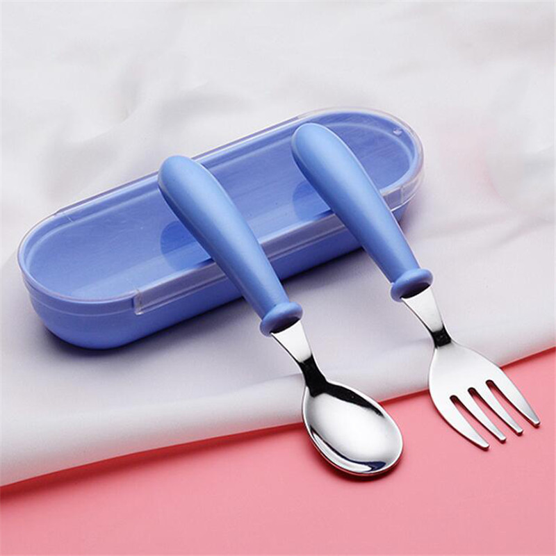 1 Set Cute Baby Cutlery Children's Tableware Cutlery Baby Food Feeding Spoon Fork Three Styles Optional NEW Children's Utensils