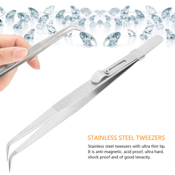 Anti-slip Jewel Tweezers Adjustable Slide Lock Tweezer for Jewelry Electronic Components Holding Tightly Repair Tool