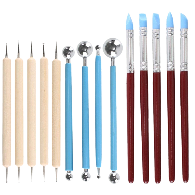 Big deal 14PCS Polymer Pottery Clay Sculpting Modelling Sit Ball Stylus Nail Art Dotting Tools Rubber Tipped Ceramic Carving Kit