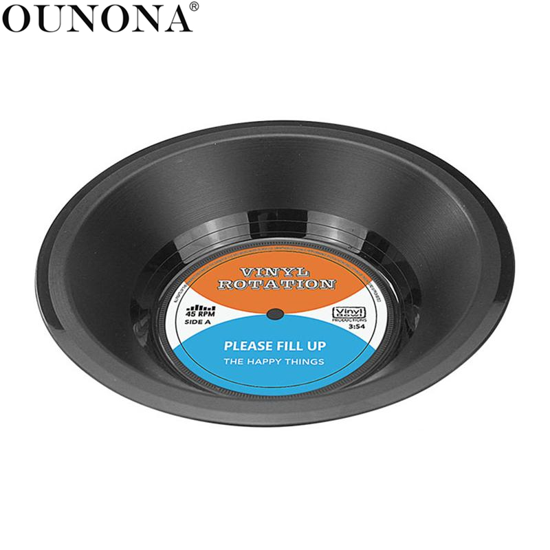 OUNONA Candy Storage Tray Vinyl Record Fruit Serving Tray Plate Tea Food Server Dishes Drink Platter Kitchen Organizer Tray