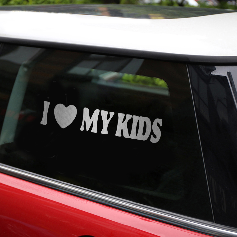New Car Styling 18.8*4cm I Love My Kids Car Stickers Window Door Decals Vinyl Stickers for Car Decoration Accessiores