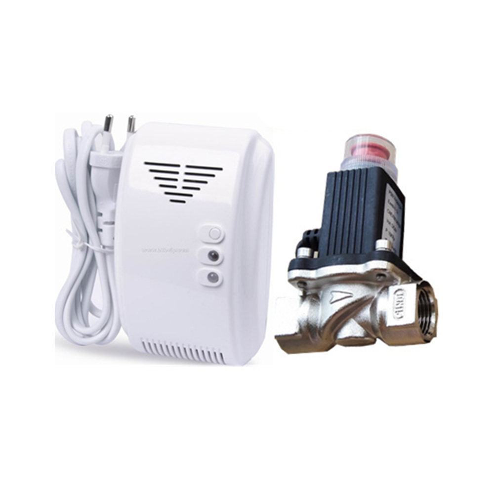 Standalone LPG Natural Gas Detector with Automatic Valve DN15 to Shut Off Pipe for Home Security.