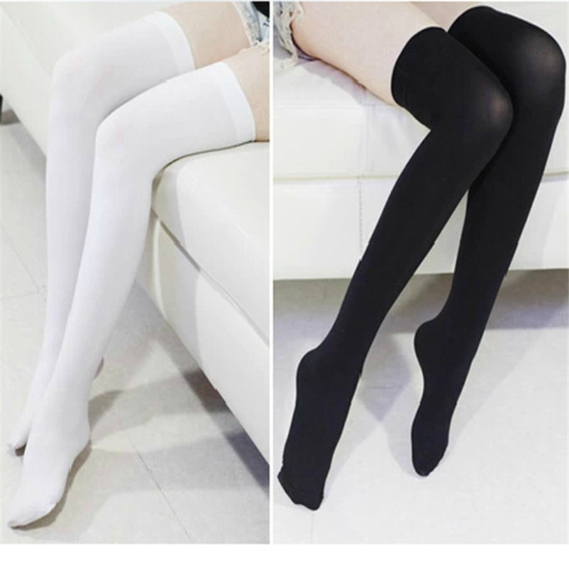 White Women Fashion Long Socks Over Knee High Temptation Stretch Nylon Socks Long Socks Women Solid dropshipping 30AT3