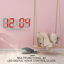 24/12 Hour Display Watch Alarm LED Digital Clock Wall Hanging 3D Table Clock Calendar Temperature Display Brightness Adjustable