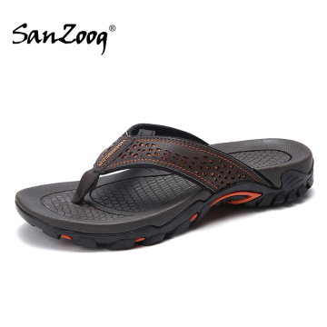 Sanzoog Summer Outside Leather Flat Mens Flip Flops Slippers Outdoor Beach Shoes Flip Flop News 2020 Plus Big Size Hard-wearing