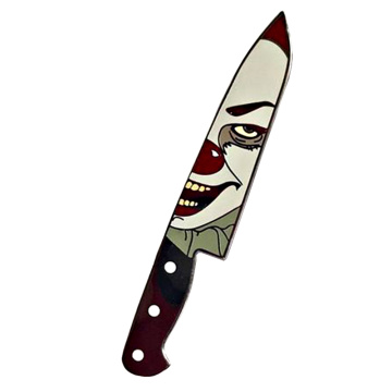 Pennywise clown face badge killer knife brooch Stephen King IT movie pin Halloween horror jewelry