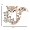 Wuli&baby Rhinestone Fox Brooches Women Flower Animal Office Casual Brooch Pins Gifts