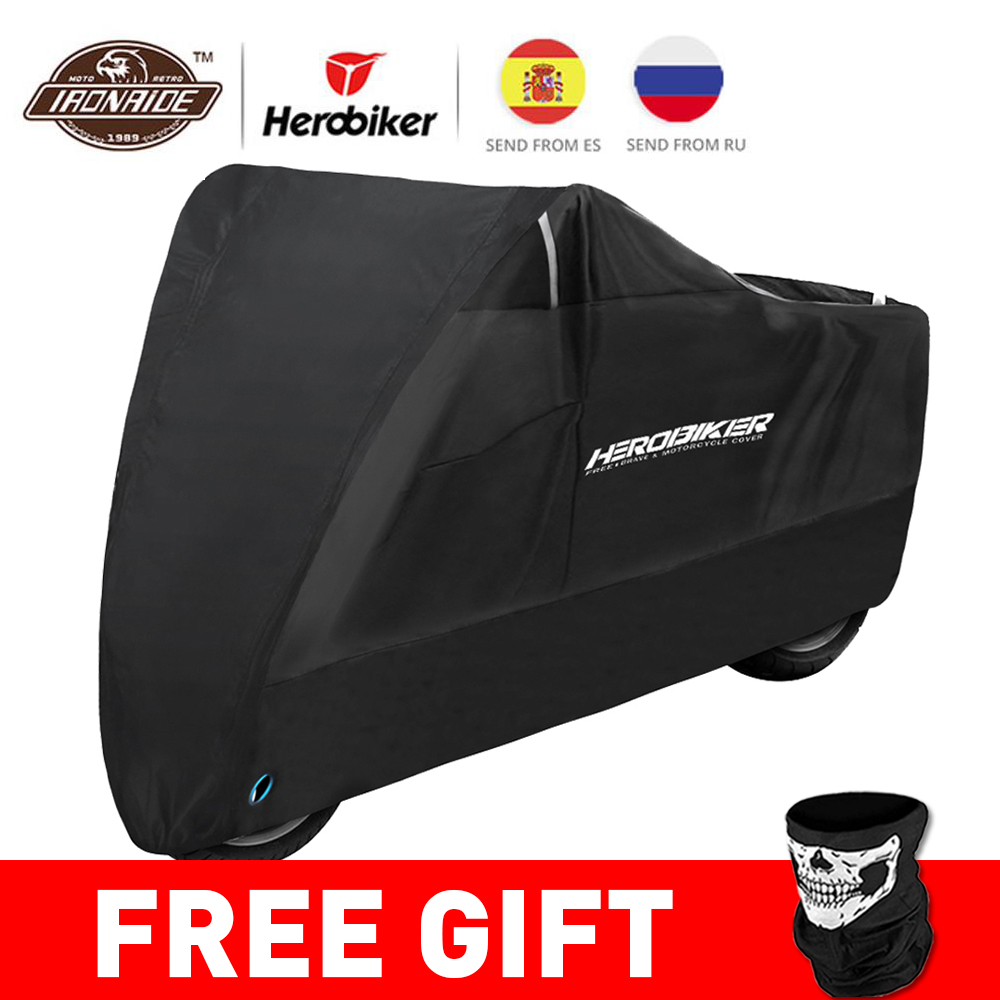 HEROBIKER Waterproof Biker Cover Motorcycle Cover Motorbike Moto Scooter Cover UV Protector Dustproof Motorcycle Raincoat