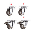 4pcs 1.5 inch TPE 8*20mm ultra quiet rubber wheel brake cabinet furniture casters brake wheel with screw