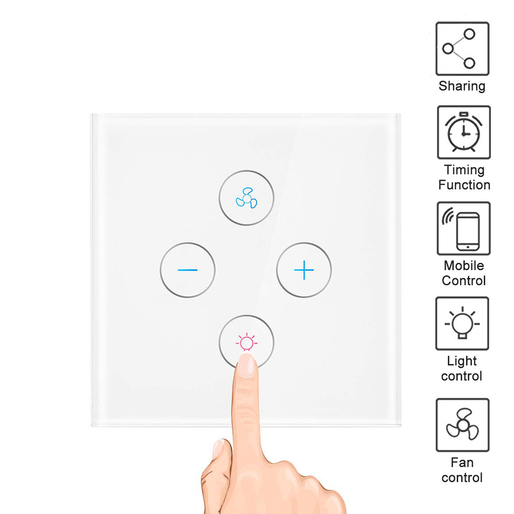 WiFi Smart Wall Light Switches Fan Switch Lamp Controller Touch Panel Wireless Tuya App Remote Control By Alexa Google Home