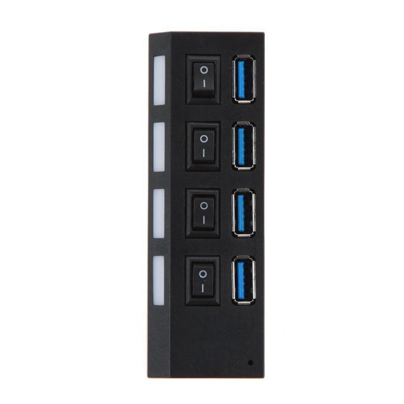 USB Hub 4 Port USB 2.0 Hub Splitter High Speed With ON/OFF Switch Power Adapter Hubs Expander PC Computer Accessories