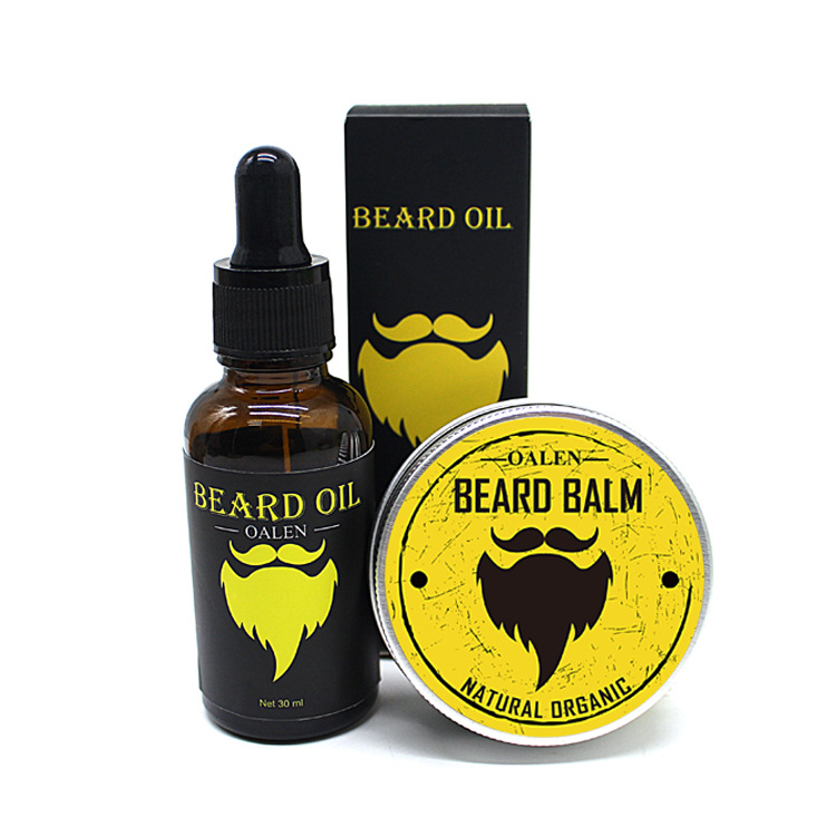 5Pcs/bag Men Moustache Cream Beard Oil Kit with Moustache Comb Brush Storage Bag Styling Beard Set Hair loss Products