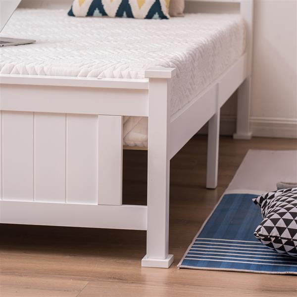 PWB-005 Bed Frame Cap Vertical Bed Wood Bed Frame White Bed Full Easy to Assemble Stylish and Modern Bedroom Furniture [US-W]