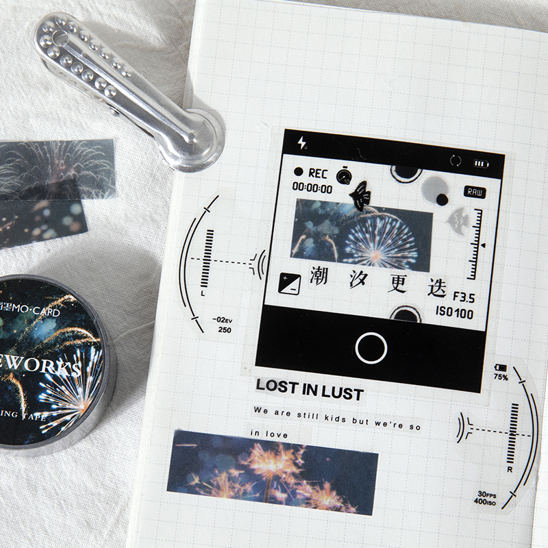 Romantic shot series Bullet Journal Moon Fireworks Washi Tape Adhesive Tape DIY Scrapbooking Sticker Label Japanese Masking tape