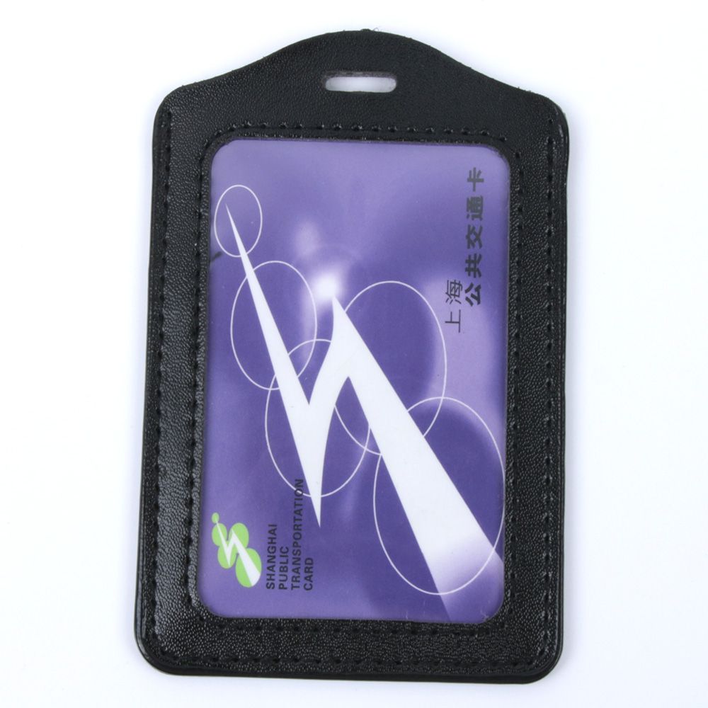 PU Leather ID Badge Case Clear and Color Border Lanyard Holes Bank Credit Card Holders ID Badge Holders Accessories Free Shiping