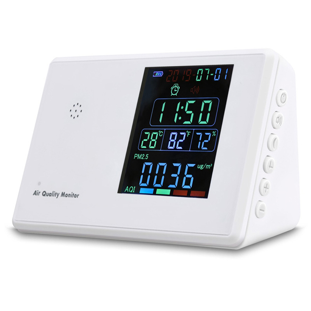 USB Air Quality Monitor Gas Analyzer Digital Formaldehyde Detector Carbon Dioxide HCHO TVOC CO2 PM2.5 PM10 Temperature Calendar