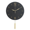 Modern Decorative Pendulum Stone Wall Clock - Battery Operated Silent Non Ticking Limestone Wall Clock for Living Room Bedroom