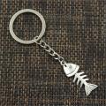 Fashion Keychain 35x13mm Fish Bone Pendants DIY Men Jewelry Car Key Chain Ring Holder Souvenir For Gift