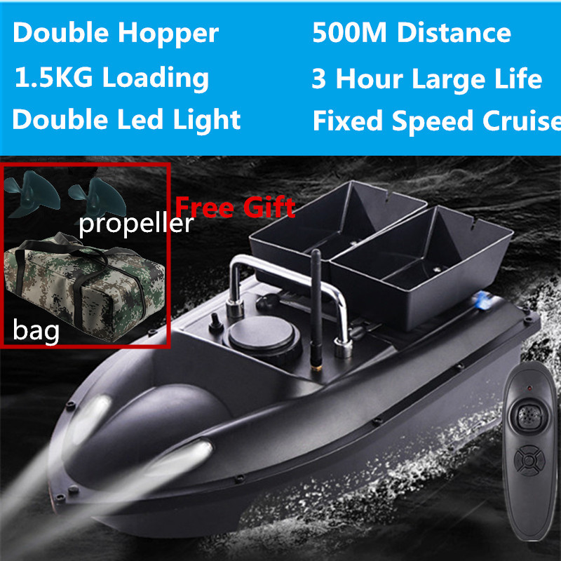 New Update Double Hopper 500m RC Distance 180mins RC Fishing Bait Boat H18 Cruise Control With Free Waterproof Bag VS 2011-5 to
