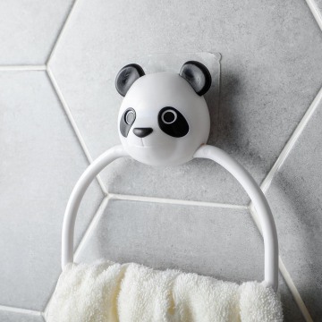 Wall Mount ABS Towel Holder Rack Bathroom Organizer Hanging Towel Bar Storage Rack Shelf Hanger Plastic Panda/Dog Towel Ring
