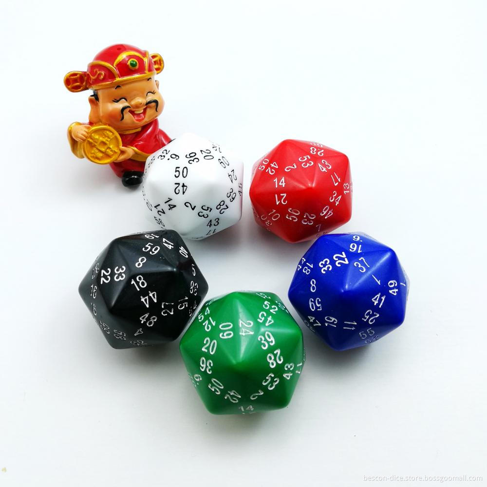 Bescon Polyhedral Dice 60-sided Gaming Dice, D60 die, D60 dice, 60 Sides Dice, 60 Sided Cube Assorted Colors
