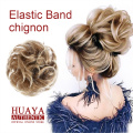 HUAYA Synthetic Curly Chignon Messy Scrunchie with Elastic Rubber Band Short Straight Updo Hairpieces Buns Wrap on Ponytail