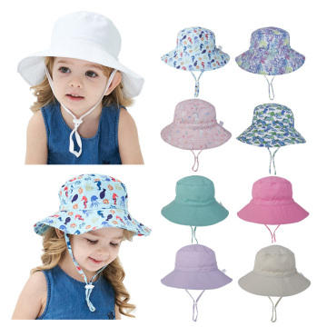 Summer Baby Hat for Girls Boys Kids Bucket Hat Spring Autumn Travel Beach Hat Baby Cap Sun Hats with Windproof Rope 16 Colors