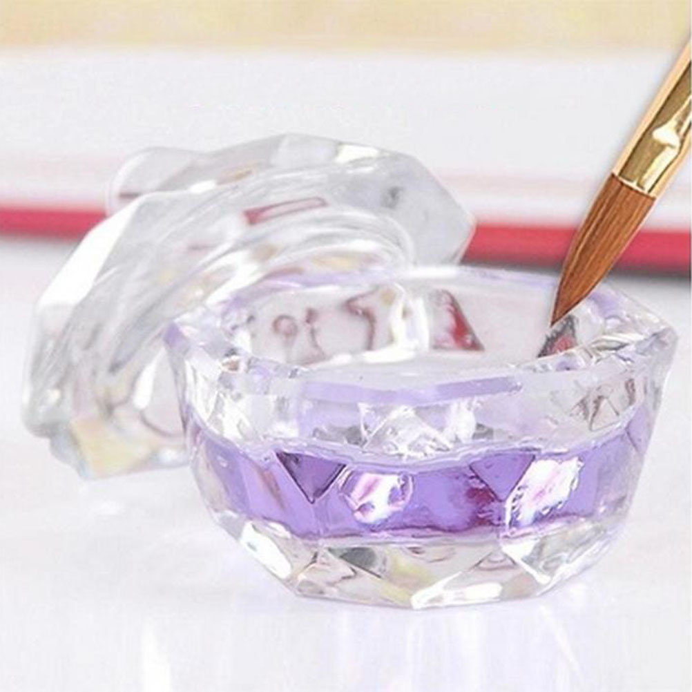 1Pc Crystal Cup Lid Glass Nail Art Dappen Dish Cup Acrylic Liquid Makeup Powder Nail Styling Tool Equipment Tools Beauty Health