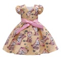 Baby Kids cute Bear print Birthday Dresses Children Clothing Toddler Wedding Princess Dress girls summer Costume Clothes